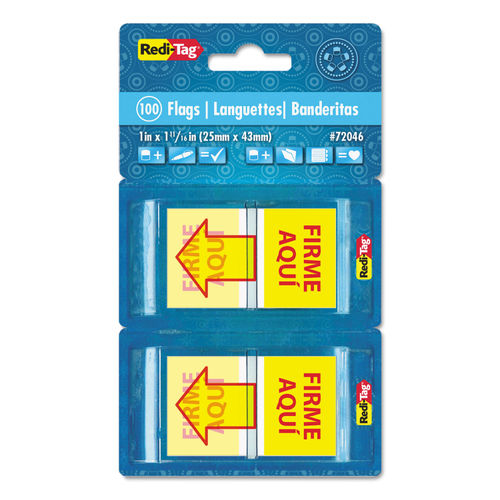 Spanish Page Flags In Pop Up Dispenser By Redi Tag RTG72046 