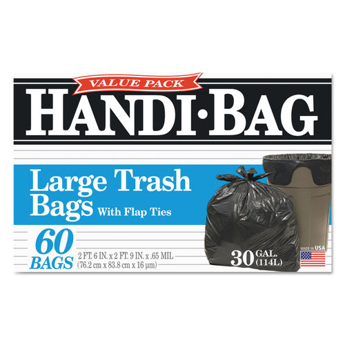 Value 30 Gallon Flap Tie Trash Bags, 7 ct.