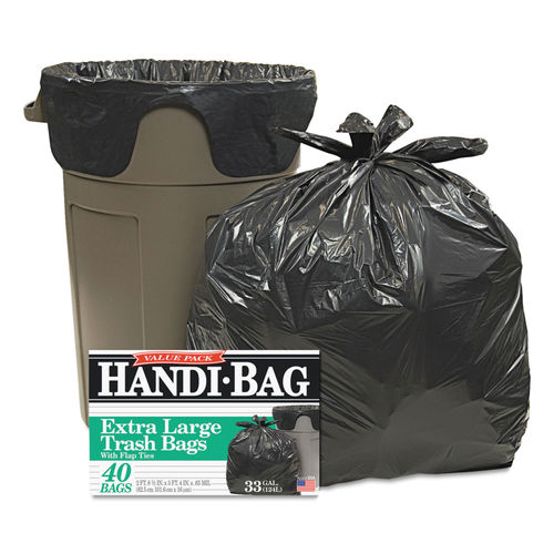 33 Gallon Trash Bags 100 Count w/Ties Value Pack Large Heavy Black