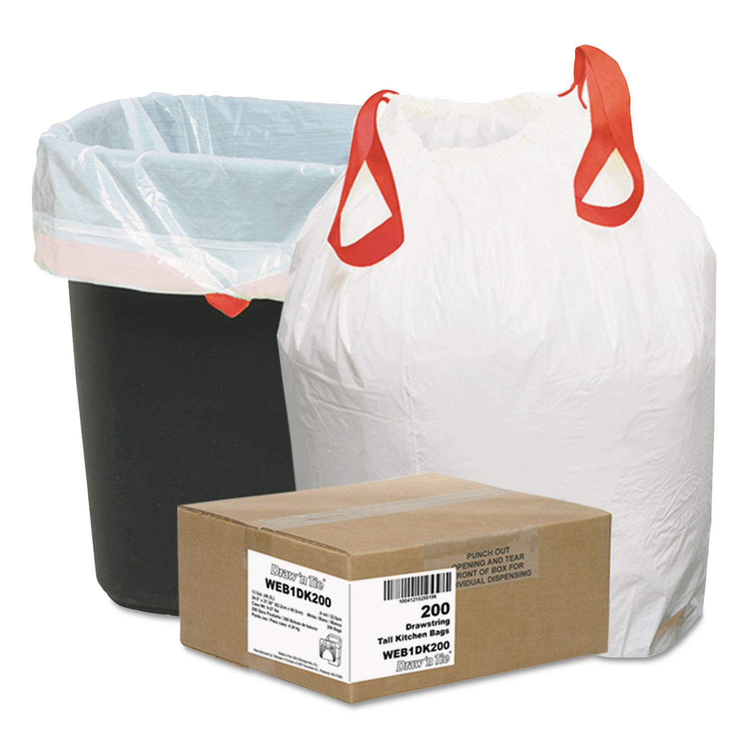 Heavy-Duty Trash Bags, 30 gal, 1.2 mil, 30.5 x 33, Black, 25 Bags/Roll, 8  Rolls/Box