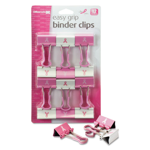 Easy Grip Pink Binder Clips by Officemate OIC08905