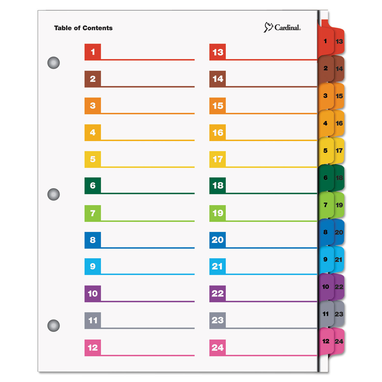 Cardinal OneStep Printable Index Dividers - 16 Numbered Tabs With Multicolor Table Of Contents - View #4