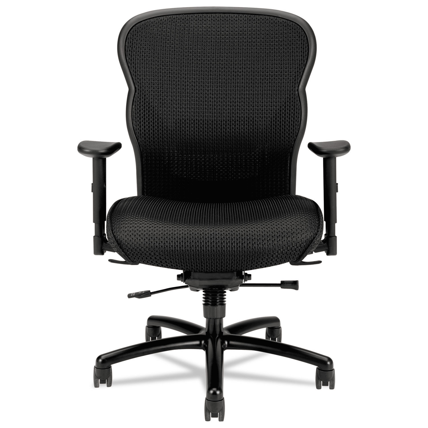 Wave Mesh Big And Tall Chair Supports Up To 450 Lbs Black Seat Black Back Black Base