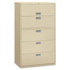 HON695LL - Brigade 600 Series Lateral File, 4 Legal/Letter-Size File Drawers, 1 Roll-Out File Shelf, Putty, 42" x 18" x 64.25"