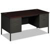 HONP3262NS - Metro Classic Series Double Pedestal Desk, Flush Panel, 60" x 30" x 29.5", Mahogany/Charcoal