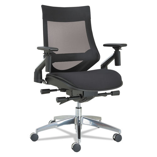 Alera Eb W Series Pivot Arm Multifunction Mesh Chair Supports Up To 275 Lbs Black Seat Black Back Aluminum Base