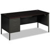 HONP3266LNS - Metro Classic Series Left Pedestal "L" Workstation Desk, 66" x 30" x 29.5", Mahogany/Charcoal