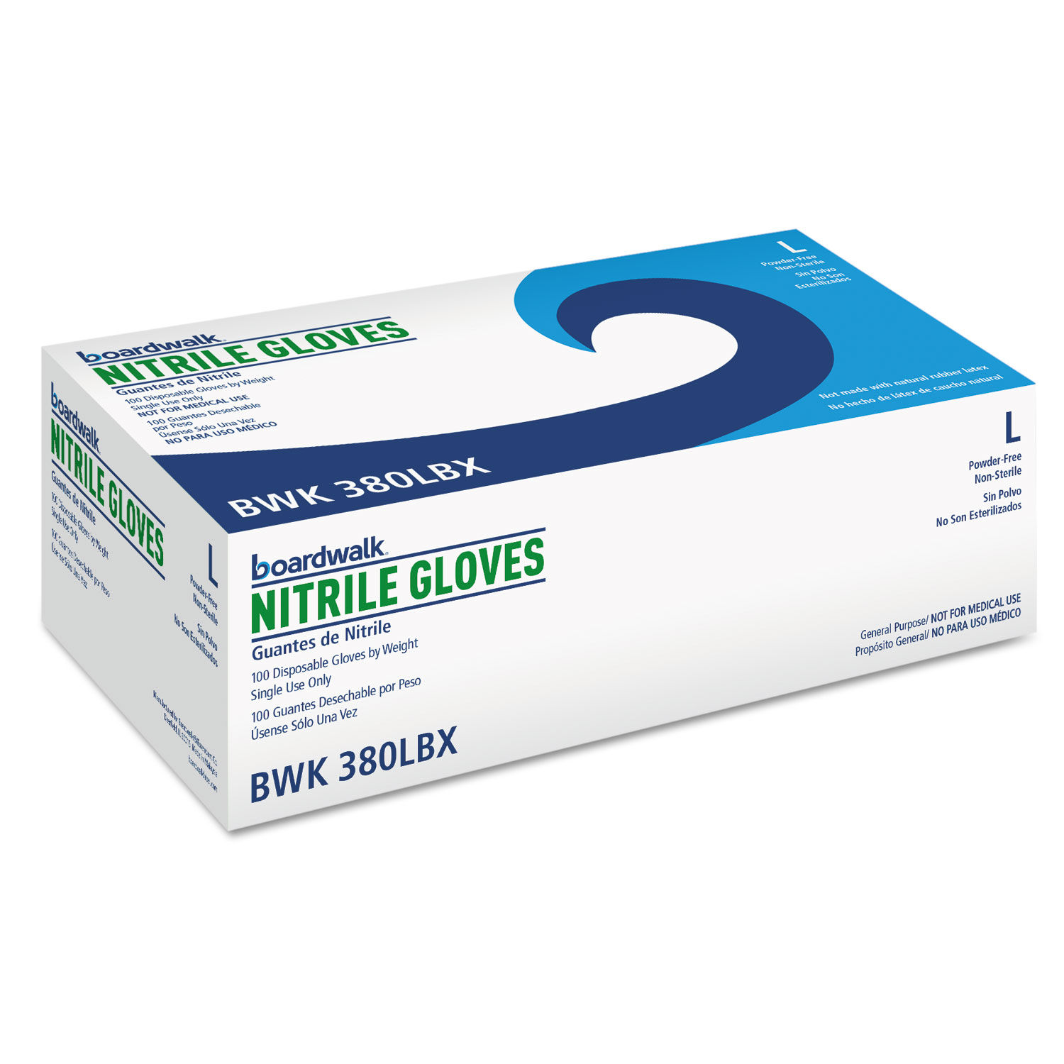 GENERAL SUPPLY General Purpose Nitrile Gloves, Powder-Free, Large, Blue, 3  4/5 mil, 1/CT