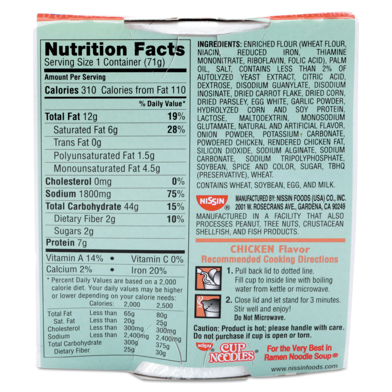 Cup Noodles Nutrition Label - Ythoreccio