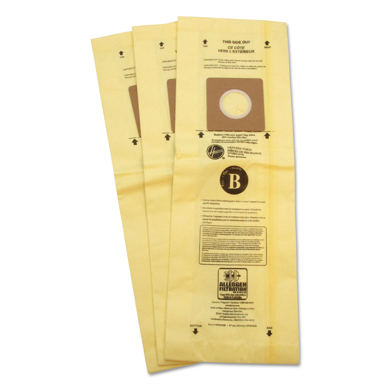 Hoover Disposable Vacuum Bags, Allergen C1, 10/Pack