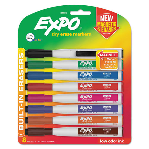 12 Pack Magnetic Fine Tip Dry Erase Color Markers for Whiteboards