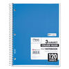 MEA06710 - Spiral Notebook, 3-Subject, Medium/College Rule, Randomly Assorted Cover Color, (120) 11 x 8 Sheets