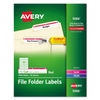 AVE5066 - Permanent TrueBlock File Folder Labels with Sure Feed Technology, 0.66 x 3.44, White, 30/Sheet, 50 Sheets/Box