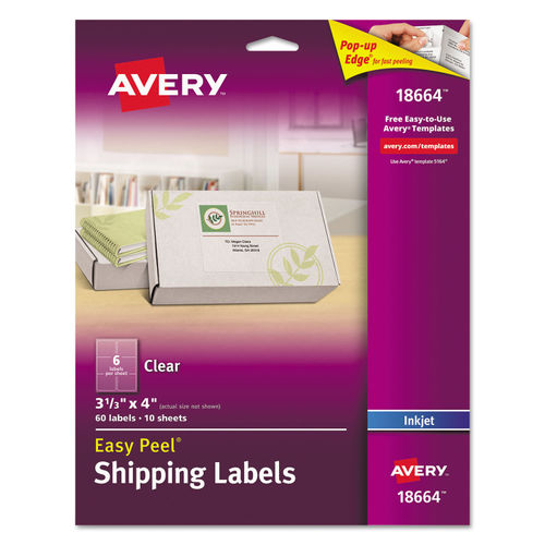 Matte Clear Easy Peel Mailing Labels w/ Sure Feed Technology by Avery ...