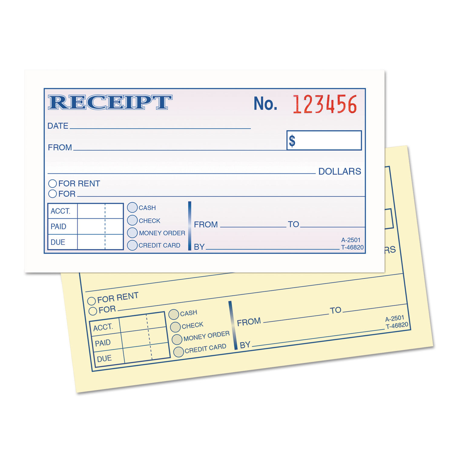 Rent Receipt Book Custom Imprint 2 Part