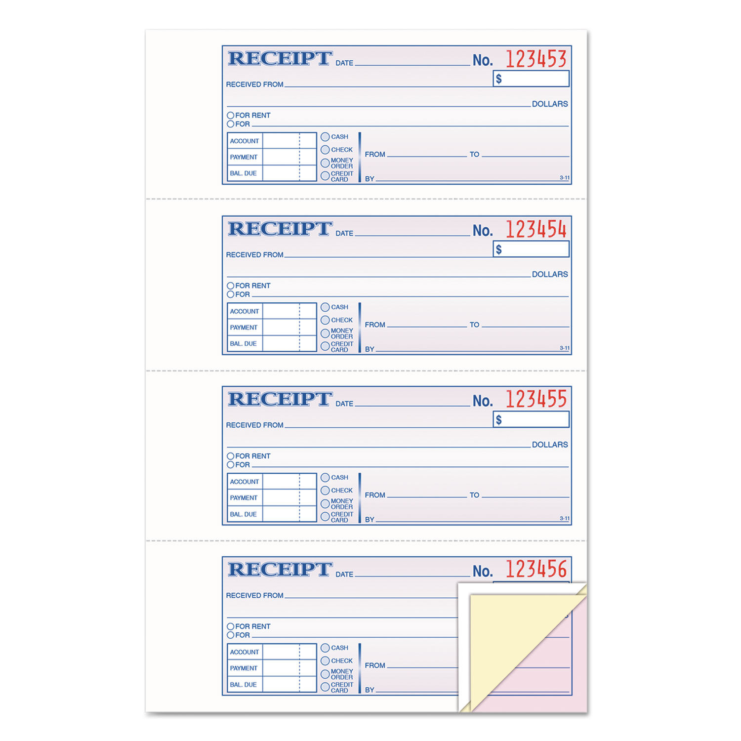 money rent receipt books by tops top46808 ontimesupplies com