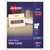 AVE8315 - Note Cards with Matching Envelopes, Inkjet, 85 lb, 4.25 x 5.5, Matte White, 60 Cards, 2 Cards/Sheet, 30 Sheets/Pack