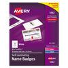 AVE5362 - Self-Laminating Laser/Inkjet Printer Badges, 2.25 x 3.5, White, 30/Box