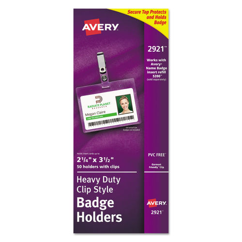 Secure Top ClipStyle Badge Holders by Avery® AVE2921