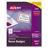 AVE5095 - Flexible Adhesive Name Badge Labels, 3.38 x 2.33, White/Red Border, 400/Box