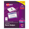 AVE5384 - Clip-Style Name Badge Holder with Laser/Inkjet Insert, Top Load, 4 x 3, White, 40/Box