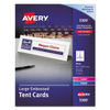 AVE5309 - Large Embossed Tent Card, White, 3.5 x 11, 1 Card/Sheet, 50 Sheets/Box