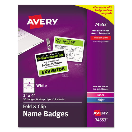 Fold & Clip Badges by Avery® AVE74553 | OnTimeSupplies.com