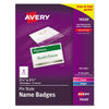 AVE74549 - Pin-Style Badge Holder with Laser/Inkjet Insert, Top Load, 3.5 x 2.25, White, 100/Box