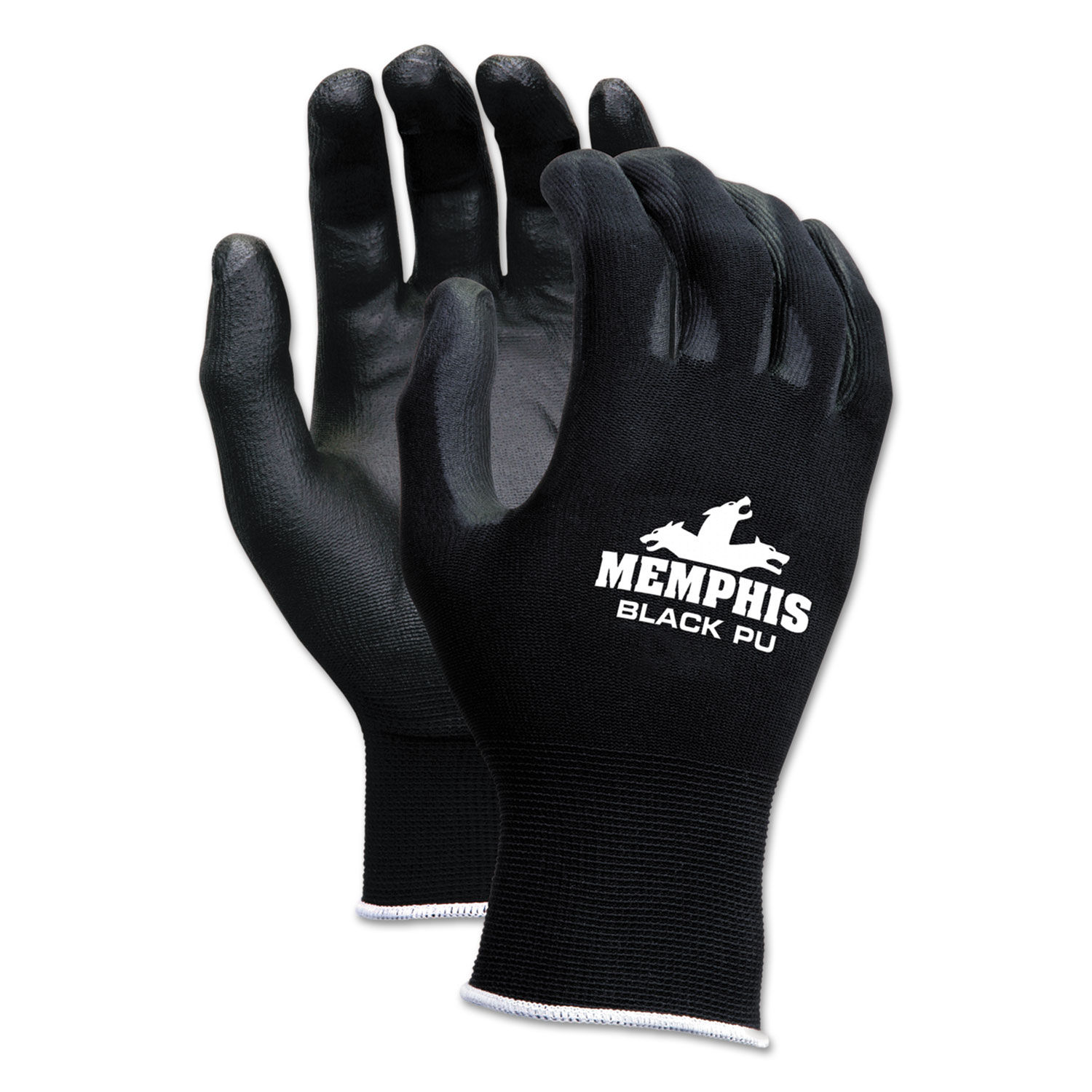 Economy PU Coated Work Gloves, Black, Small, Dozen - Office