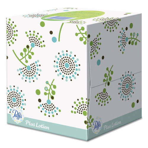 Puffs Plus Lotion 124 Sheet 3-Pack 2-Ply Facial Tissue Box - 24/Case