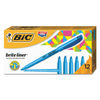 BICBL11BE - Brite Liner Highlighter, Fluorescent Blue Ink, Chisel Tip, Blue/Black Barrel, Dozen