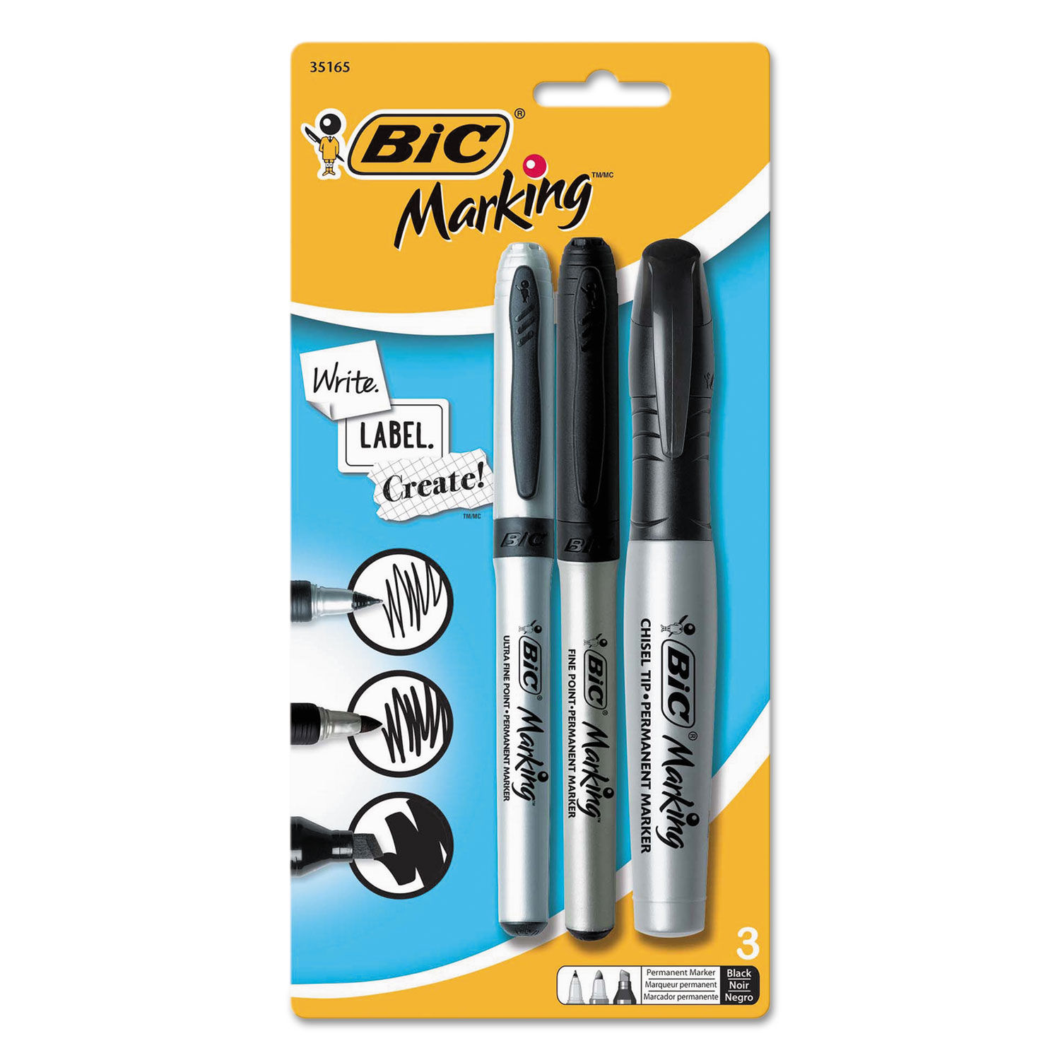 BIC Marking Permanent Markers Medium Bullet Tip - Assorted Metallic  Colours, Pack of 5 BIC