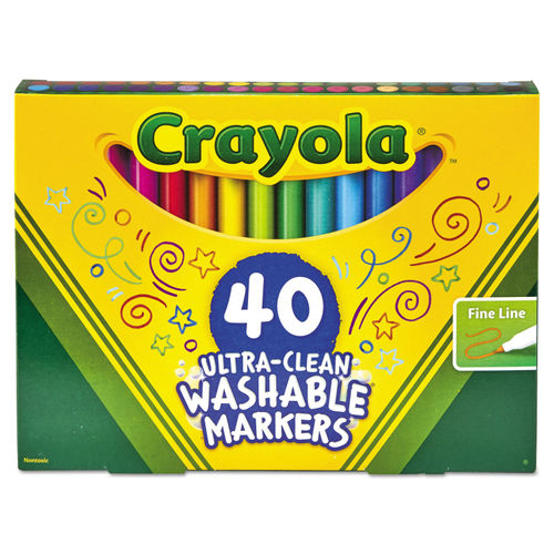 Crayola Ultra-Clean Washable Marker Set - Classic Colors, Fine Line, Set of  10