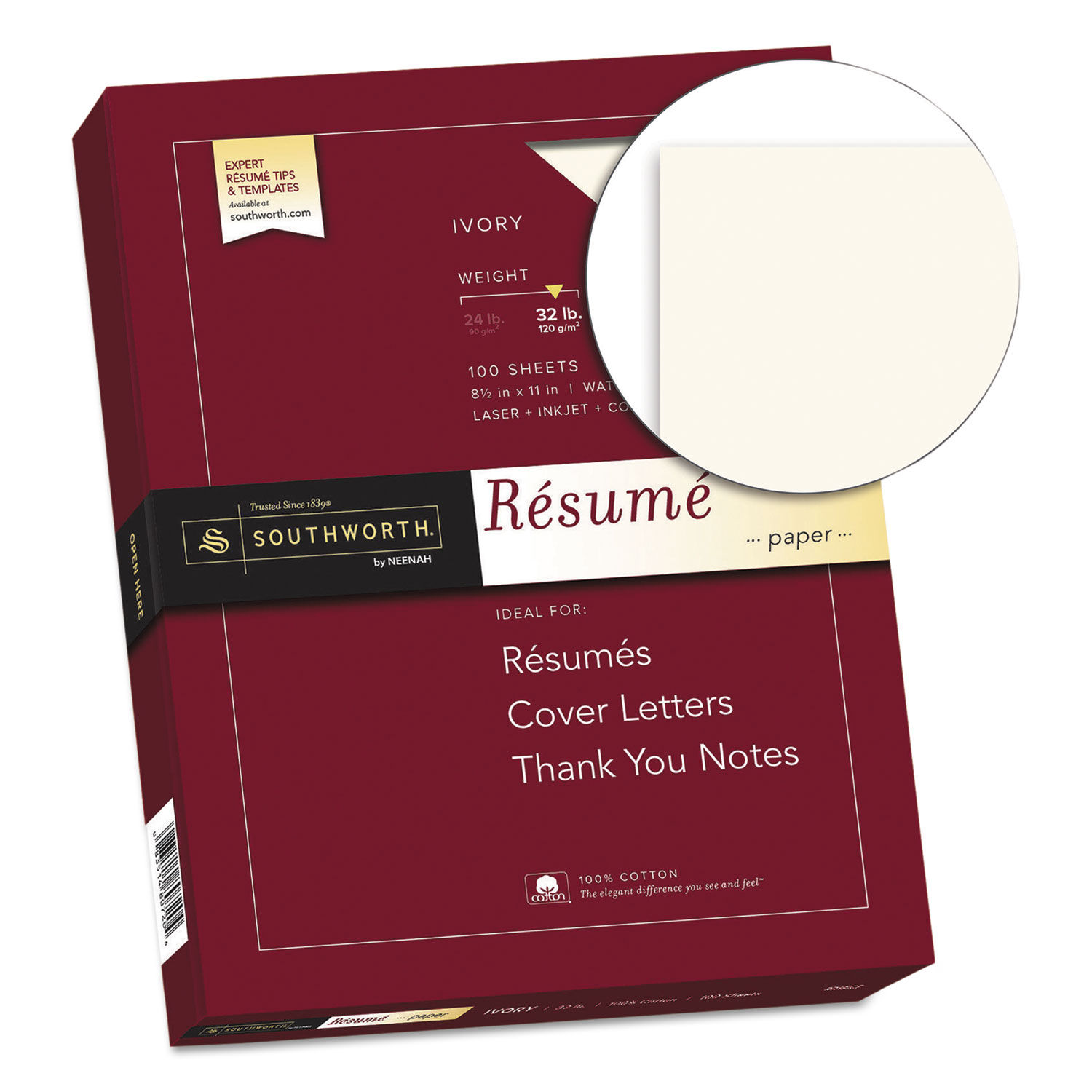 20% Cotton Resume Paper, 20 lb, 20.20 x 20, Ivory, 20/Pack Intended For Southworth Business Card Template