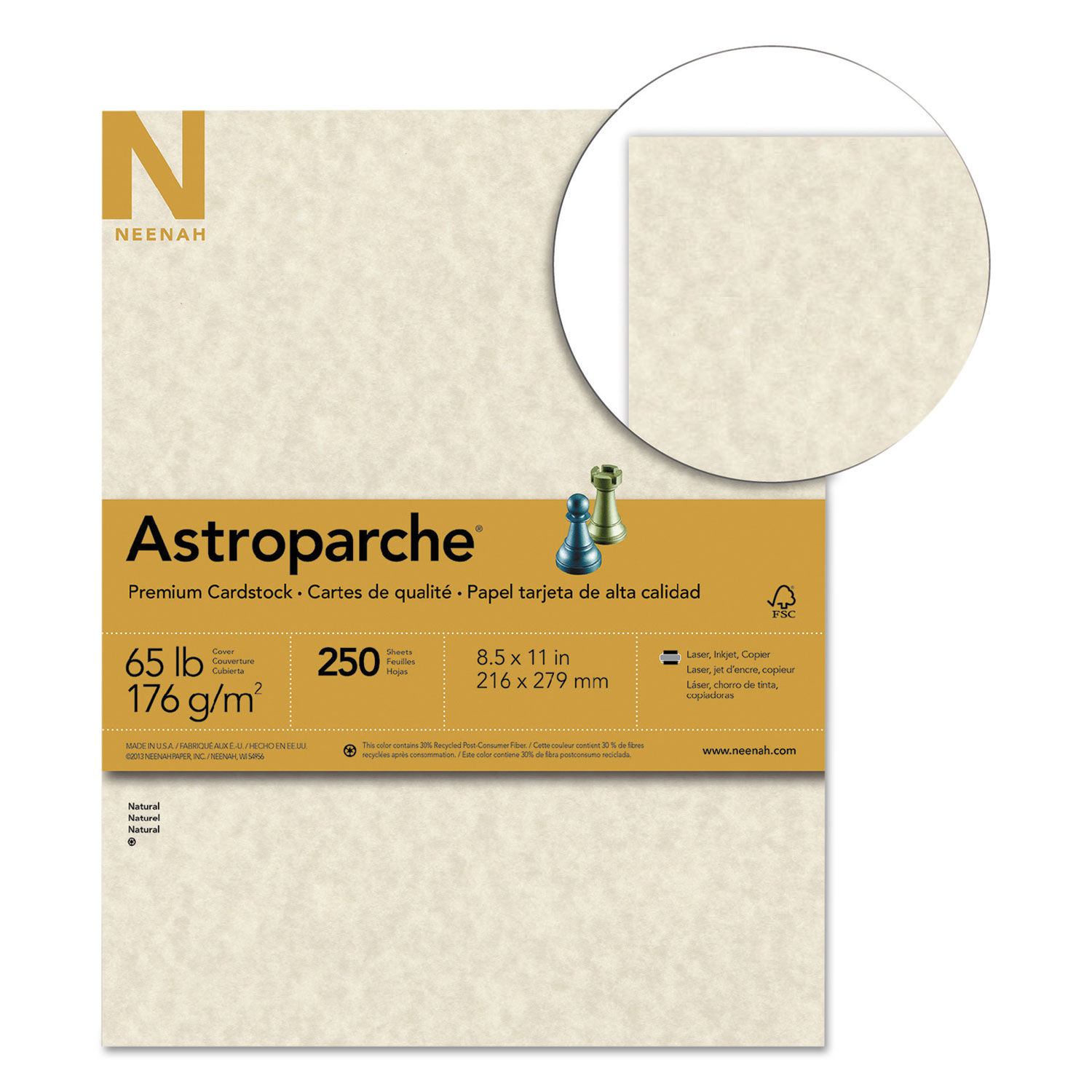 Astrobrights Color Cardstock 8.5 x 11 FSC Certified 65 lb. Natural