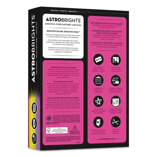 Astrobrights Color Cardstock, 65 lb, 8.5 x 11, Solar Yellow, 250/Pack  (22731)