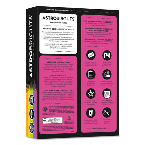 Astrobrights Color Paper -Bright Assortment, 24lb, 8.5 x