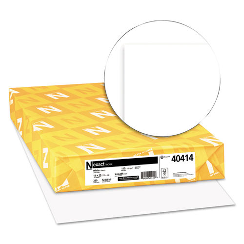 Exact Index White Paper - 8 1/2 x 11 in 110 lb Index Smooth 30% Recycled  250 per Package