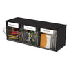 DEF20304OP - Tilt Bin Interlocking Multi-Bin Storage Organizer, 3 Sections, 23.63" x 7.75" x 9.5", Black/Clear