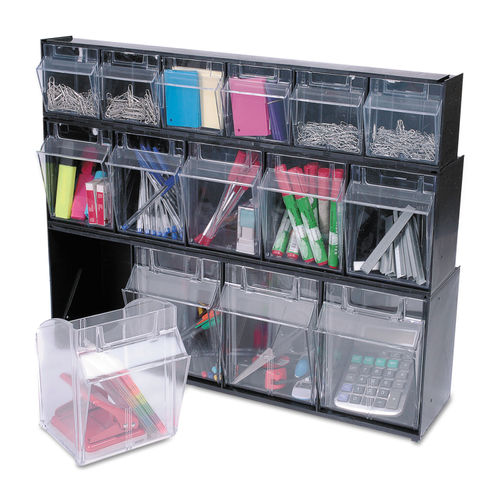 Tilt Bin Interlocking Multi-Bin Storage Organizer by deflecto® DEF20404OP