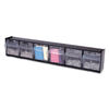 DEF20604OP - Tilt Bin Interlocking Multi-Bin Storage Organizer, 6 Sections, 23.63" x 3.63" x 4.5", Black/Clear