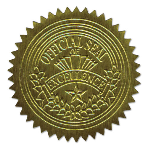 Gold Foil Embossed Official Seal of Excellence Seals, 100/Pack