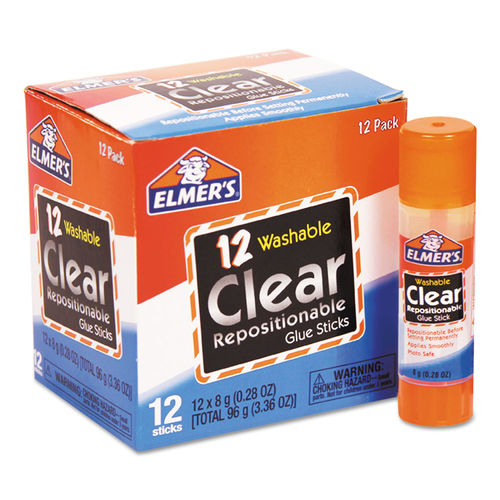  Elmer's Re-Stick School Glue Sticks, Clear, Washable