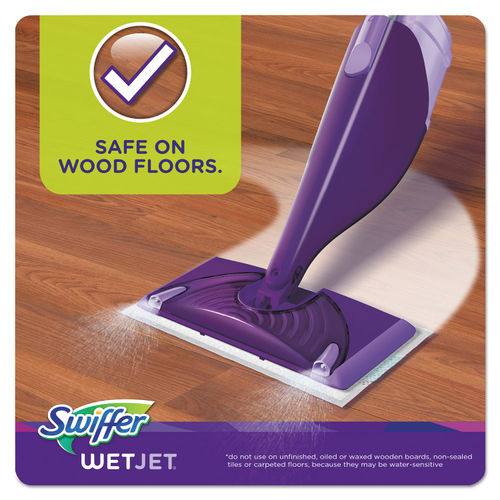 Swiffer WetJet Mop, 11 x 5 White Cloth Head, 46 Purple/Silver