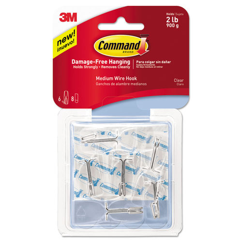 Command Small Wire Hooks 15 Command Hooks 20 Command Strips Damage Free  Clear - Office Depot