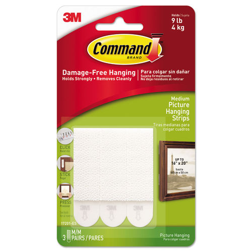 Command Picture Hanging Strips Removable 0.75 x 2.75 White 6 Pairs - 2  Pack