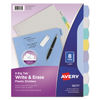 AVE16171 - Write and Erase Big Tab Durable Plastic Dividers, 3-Hole Punched, 8-Tab, 11 x 8.5, Assorted, 1 Set