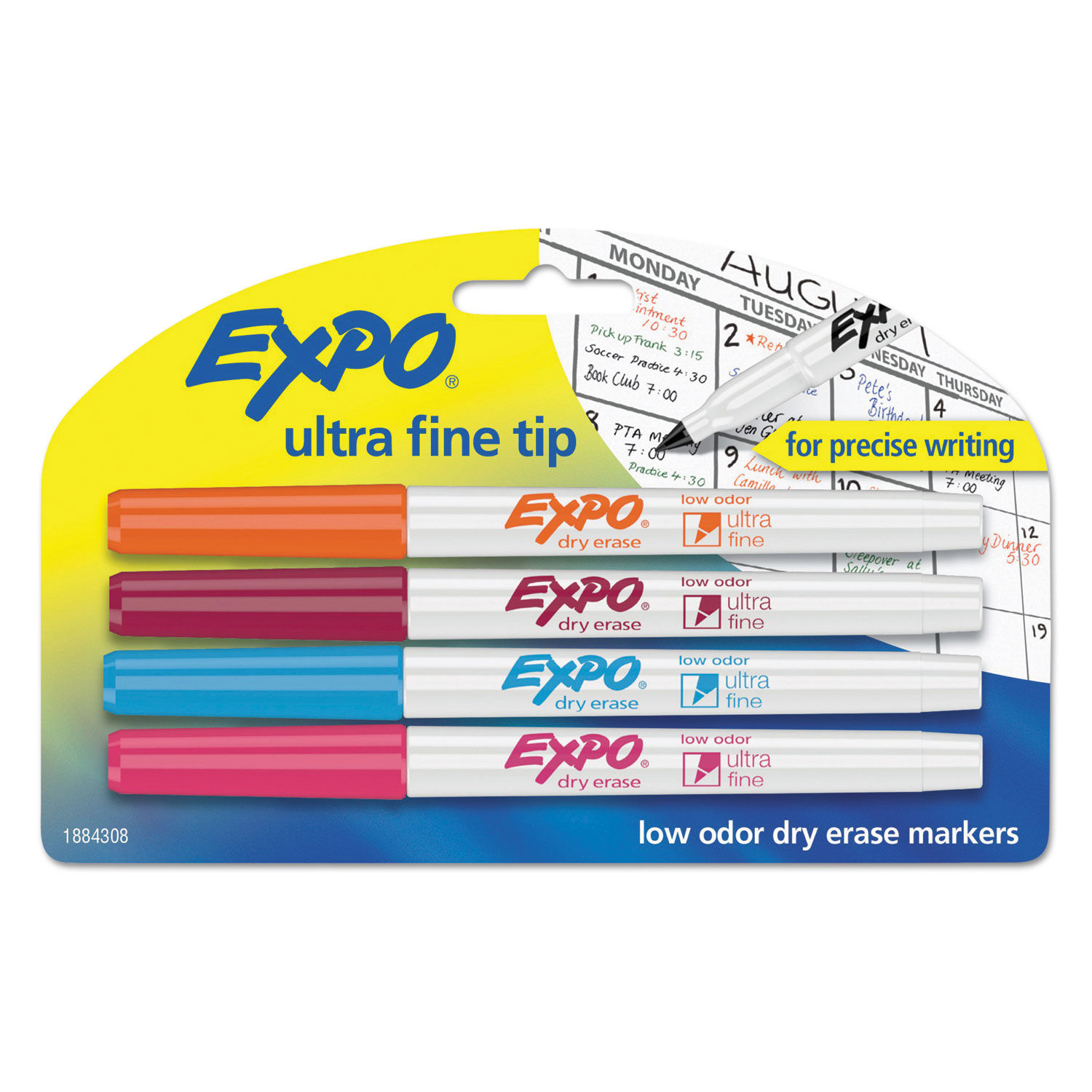 Assorted Colors 4 ea Fine Point Expo Low-Odor Dry Erase Markers Pack of 3