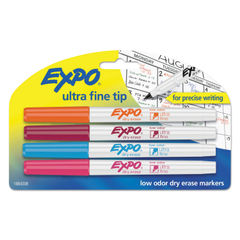 EXPO 86074 Low Odor Dry Erase Marker, Fine Point, Assorted, 4/Set 