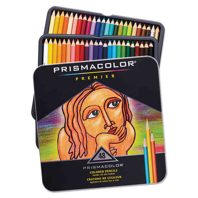 Premier Colored Pencil, 3 mm, 2B, Assorted Lead and Barrel Colors, 48/Pack